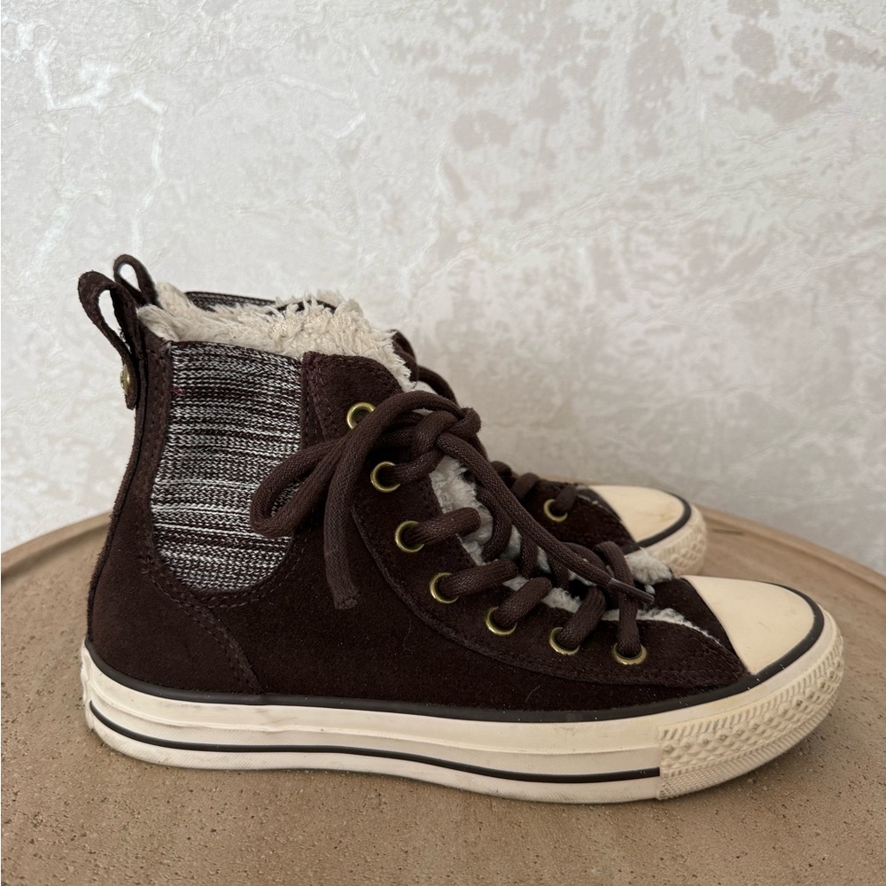 Converse Brown and Cream High-Top Sneakers